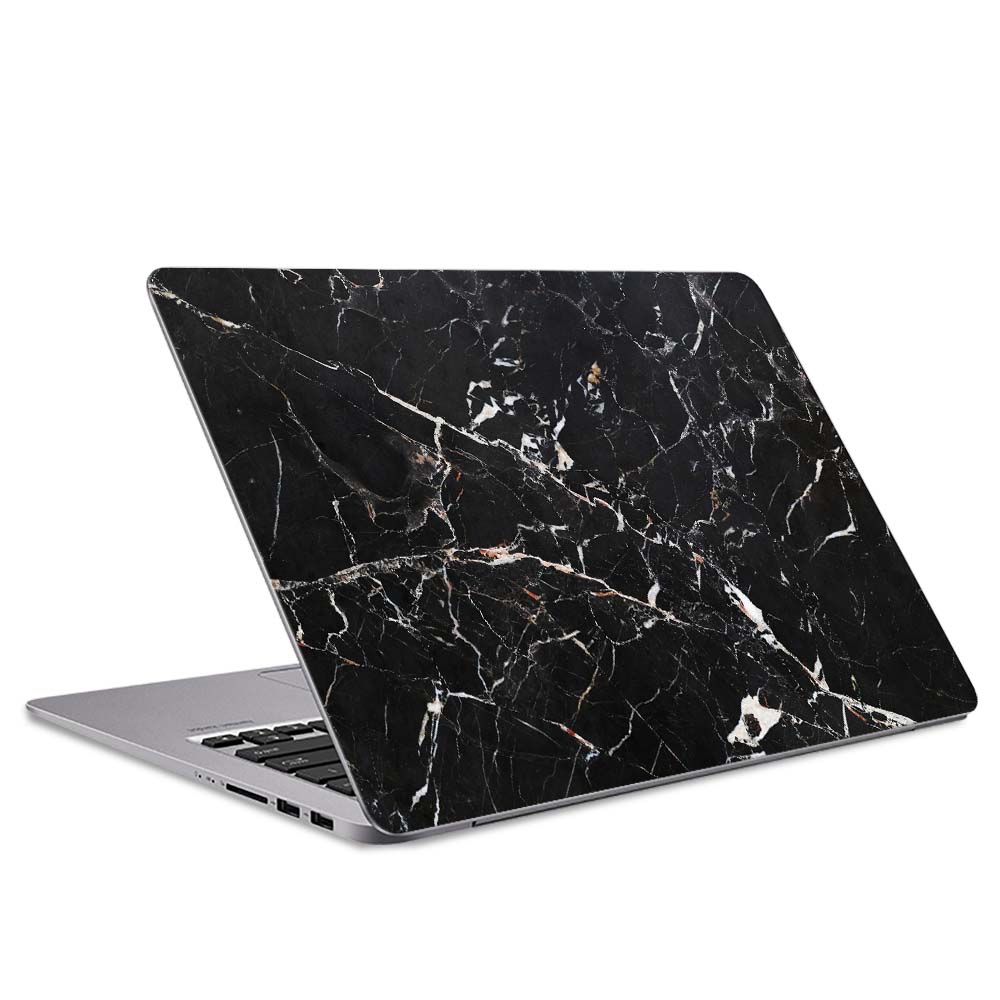 Black Scratched Marble Laptop Skin