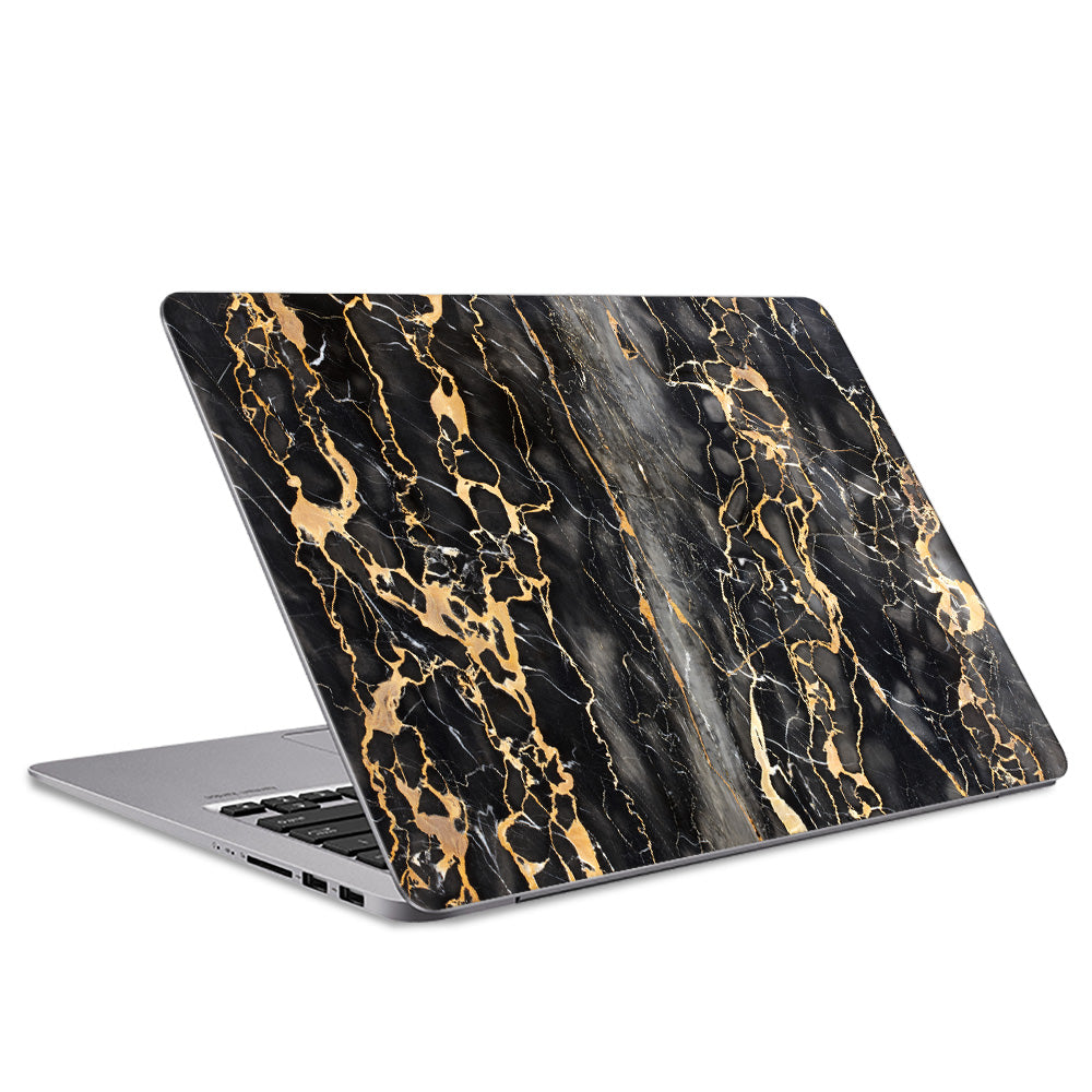 Slate Grey Gold Marble Laptop Skin