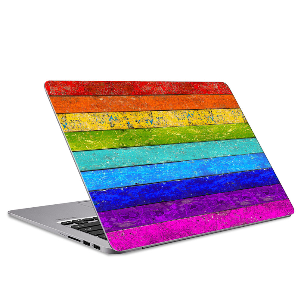 Vintage Rainbow Planks Laptop Skin