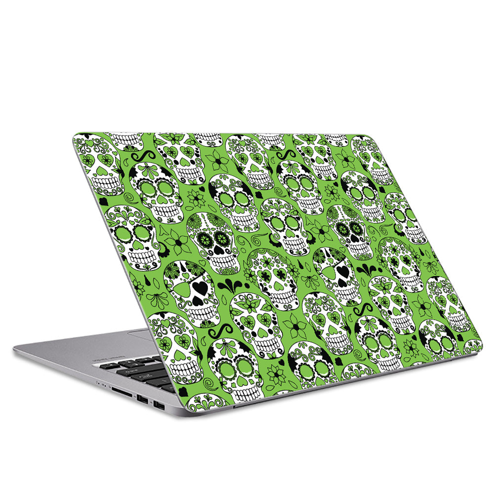 Green Sugar Skull Laptop Skin