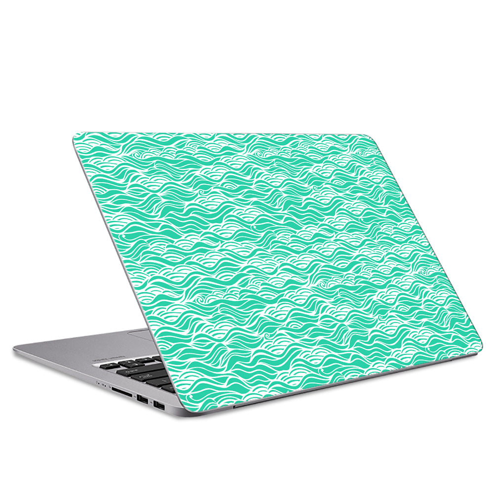 Aqua Green Waves Laptop Skin