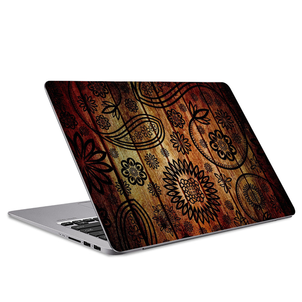 Floral Wood Panels Laptop Skin