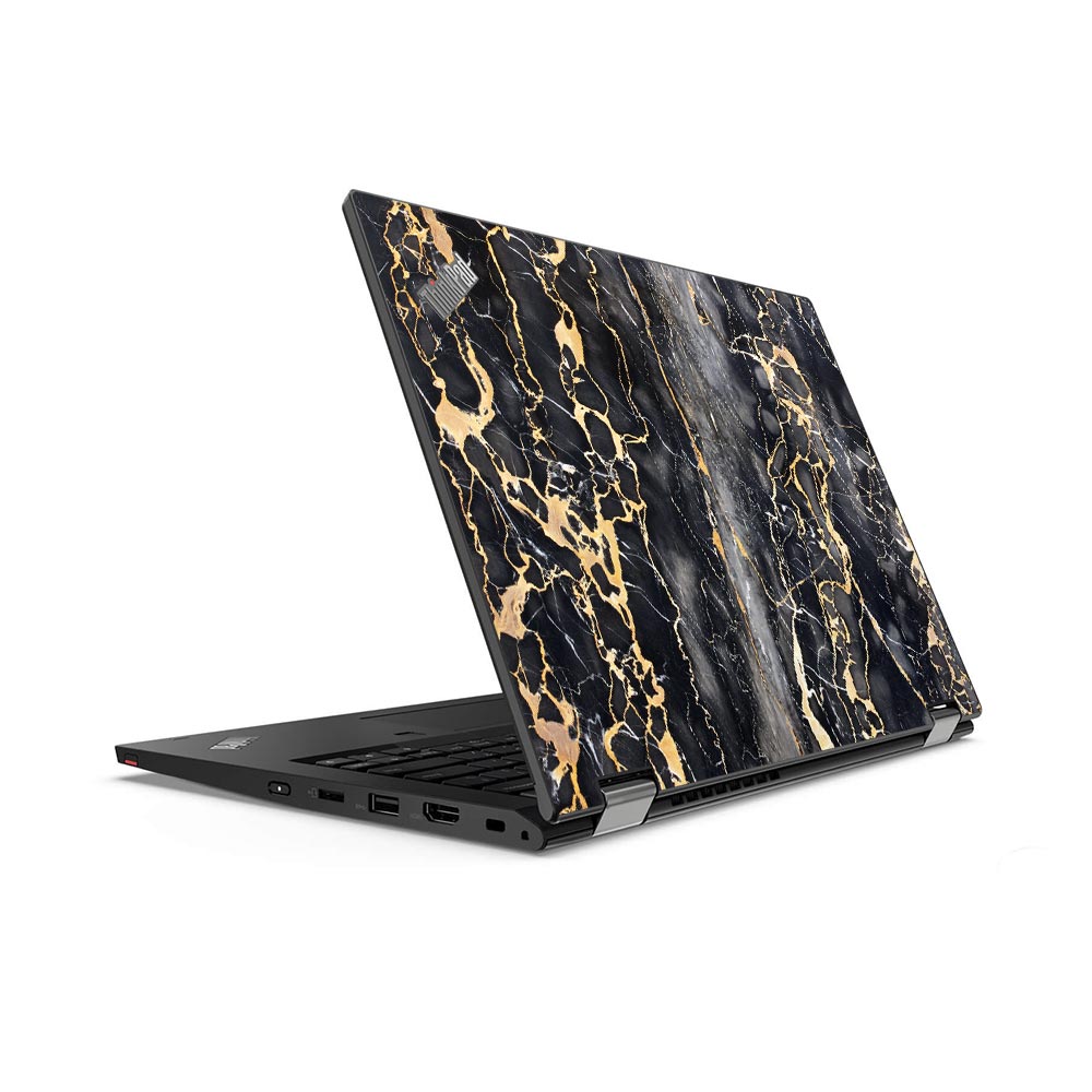 Slate Grey Gold Marble Lenovo ThinkPad L13 Yoga G2 Skin