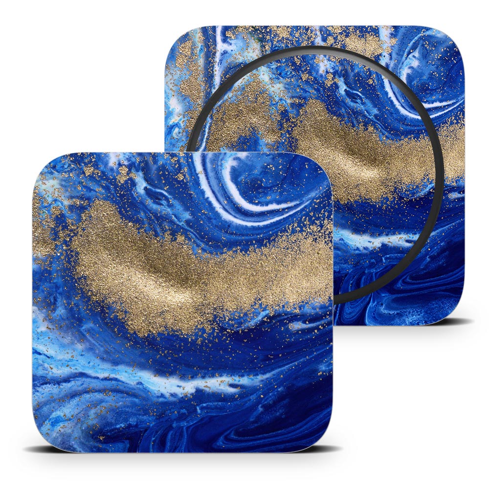 Blue Gold Swirl Apple Mac Mini M1 2021 Skin