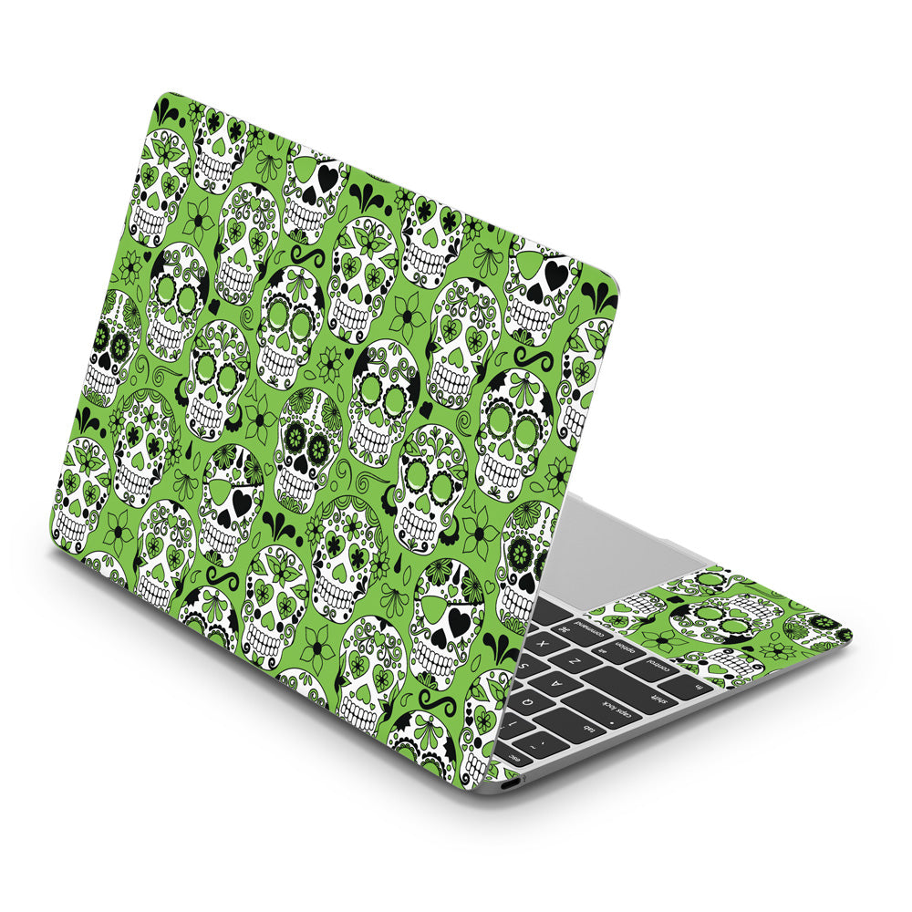 Green Sugar Skull MacBook 12 Skin