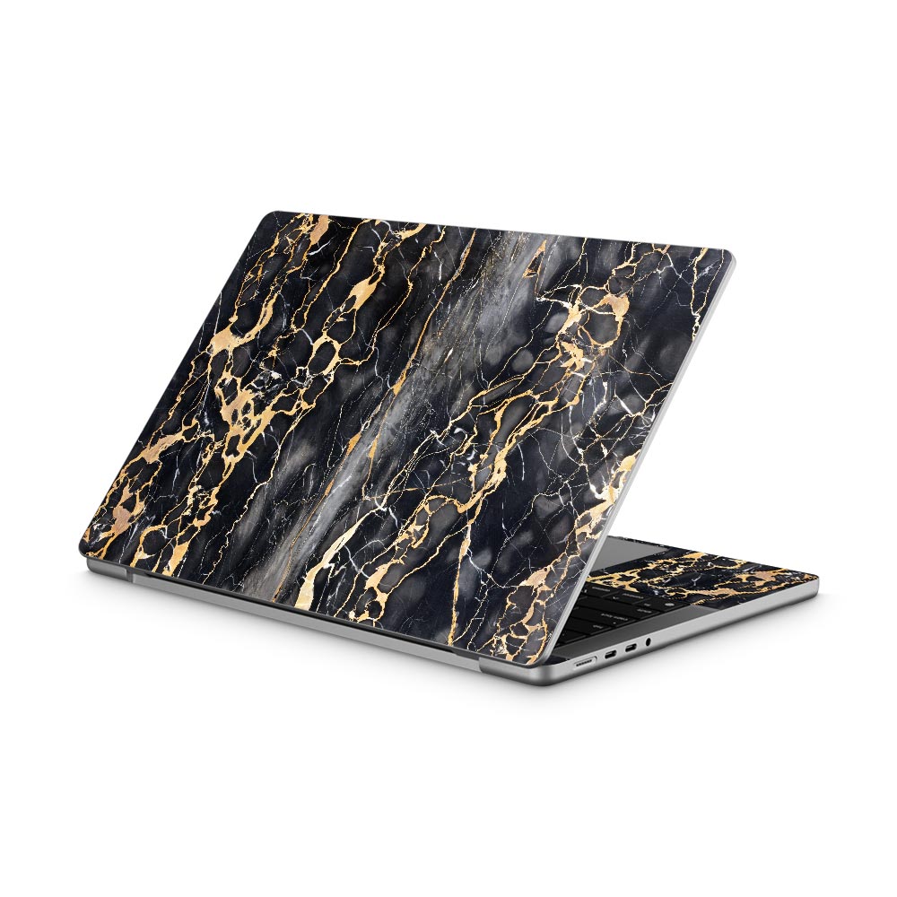 Slate Grey Gold Marble MacBook Pro 14 Skin