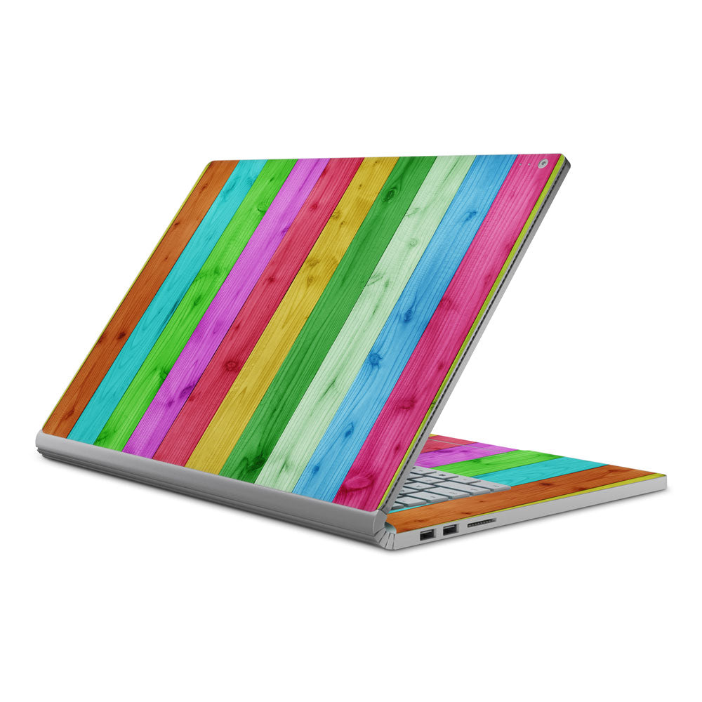 Rainbow Wood Panels Microsoft Surface Book 2 15 Skin