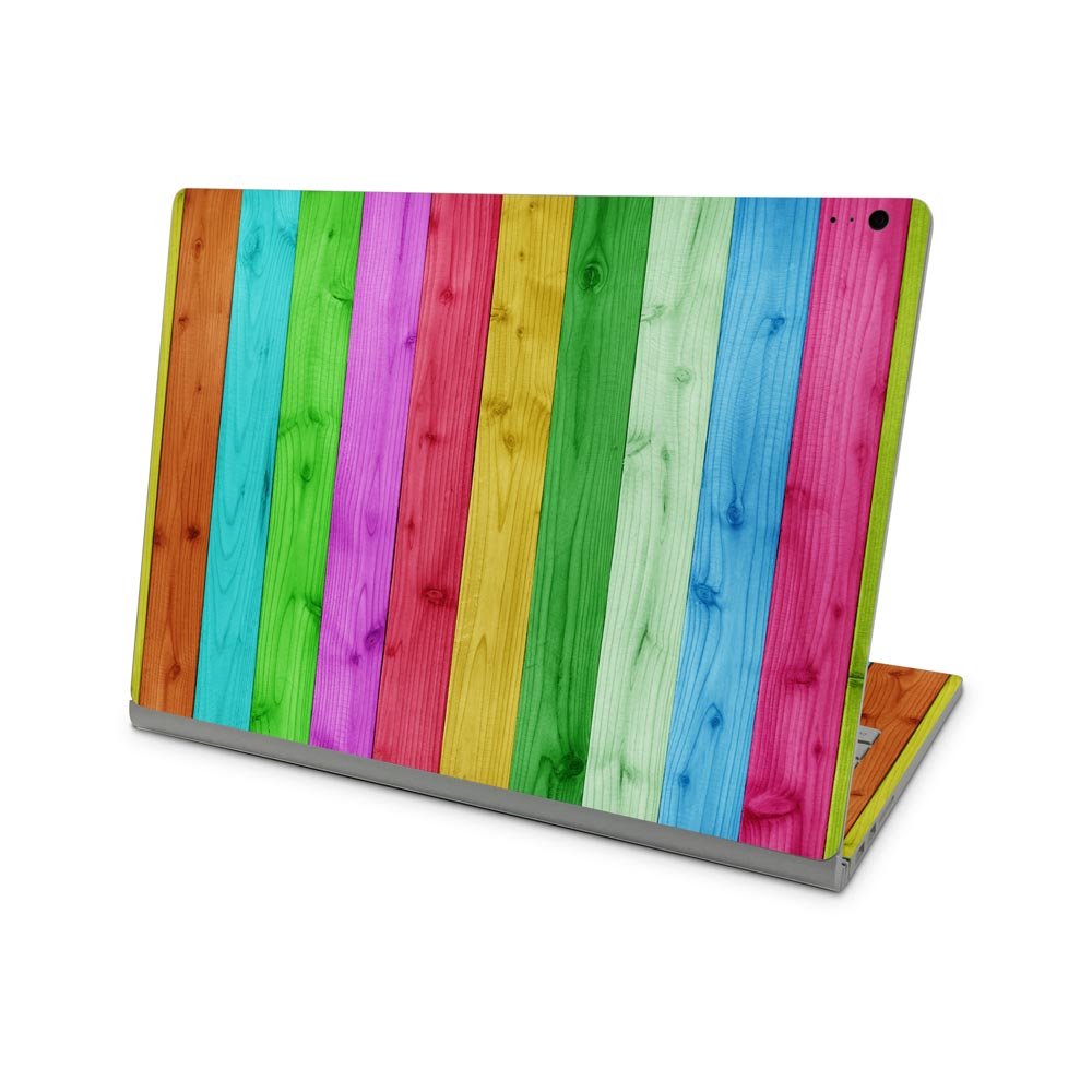 Rainbow Wood Panels Microsoft Surface Book Skin