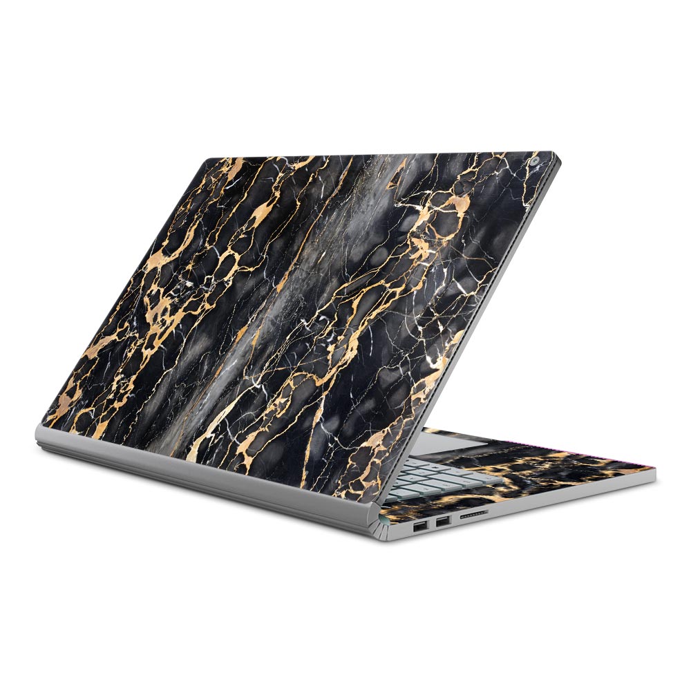 Slate Grey Gold Marble Microsoft Surface Book 3 15 Skin