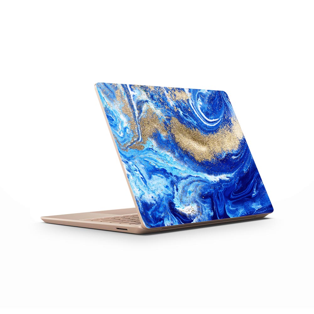 Blue Gold Swirl Microsoft Surface Laptop Go Skin
