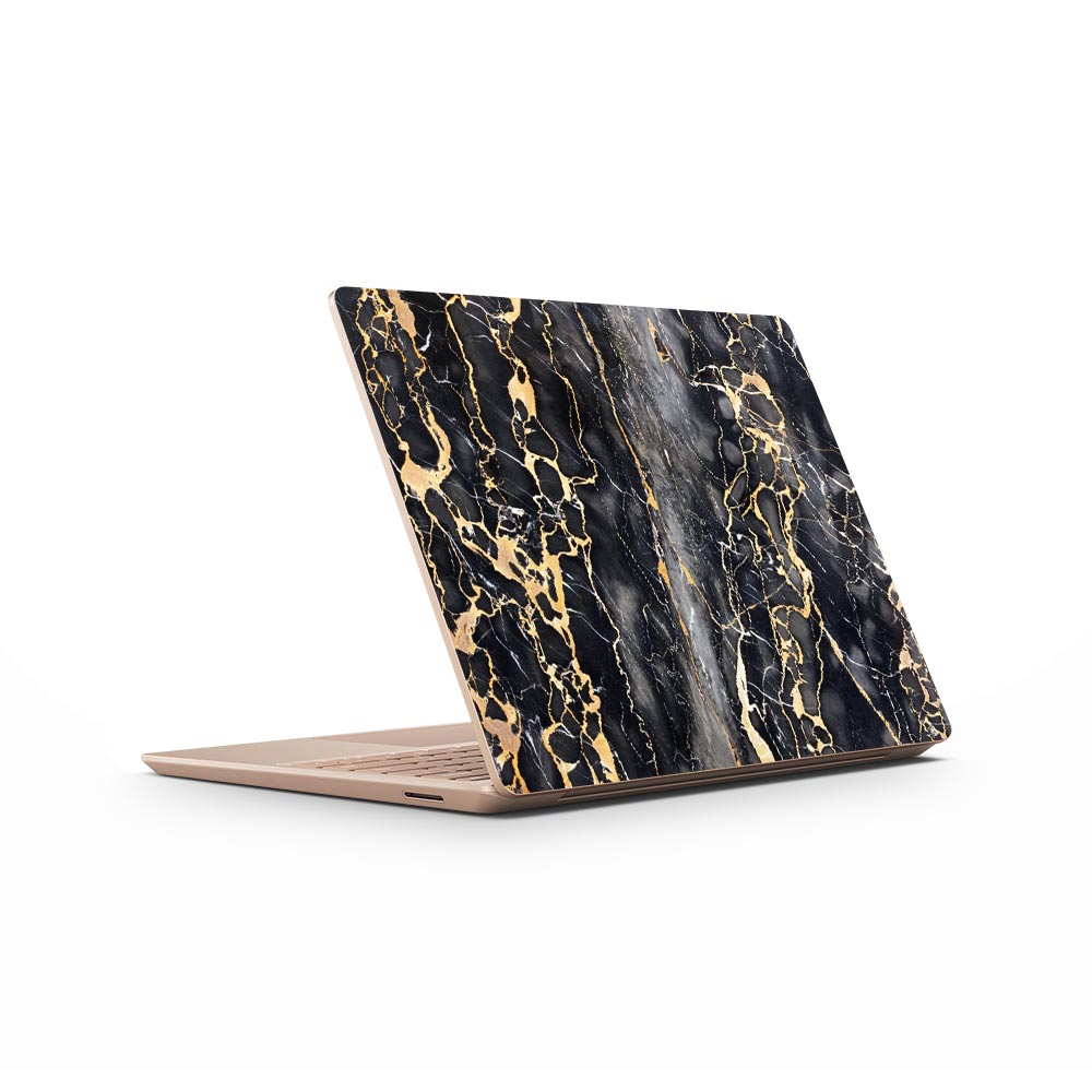 Slate Grey Gold Marble Microsoft Surface Laptop Go Skin