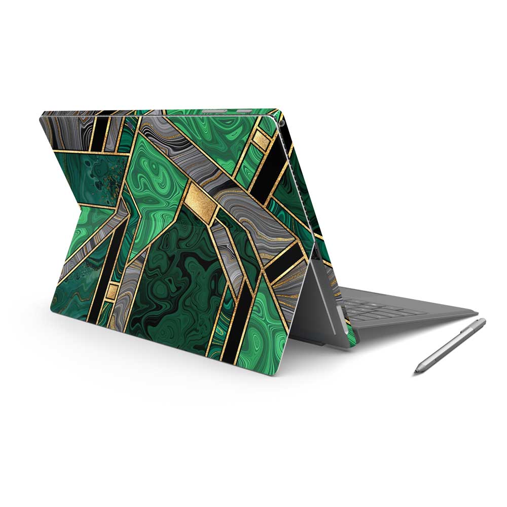 Green Art Deco Marble Microsoft Surface Pro 7 Skin