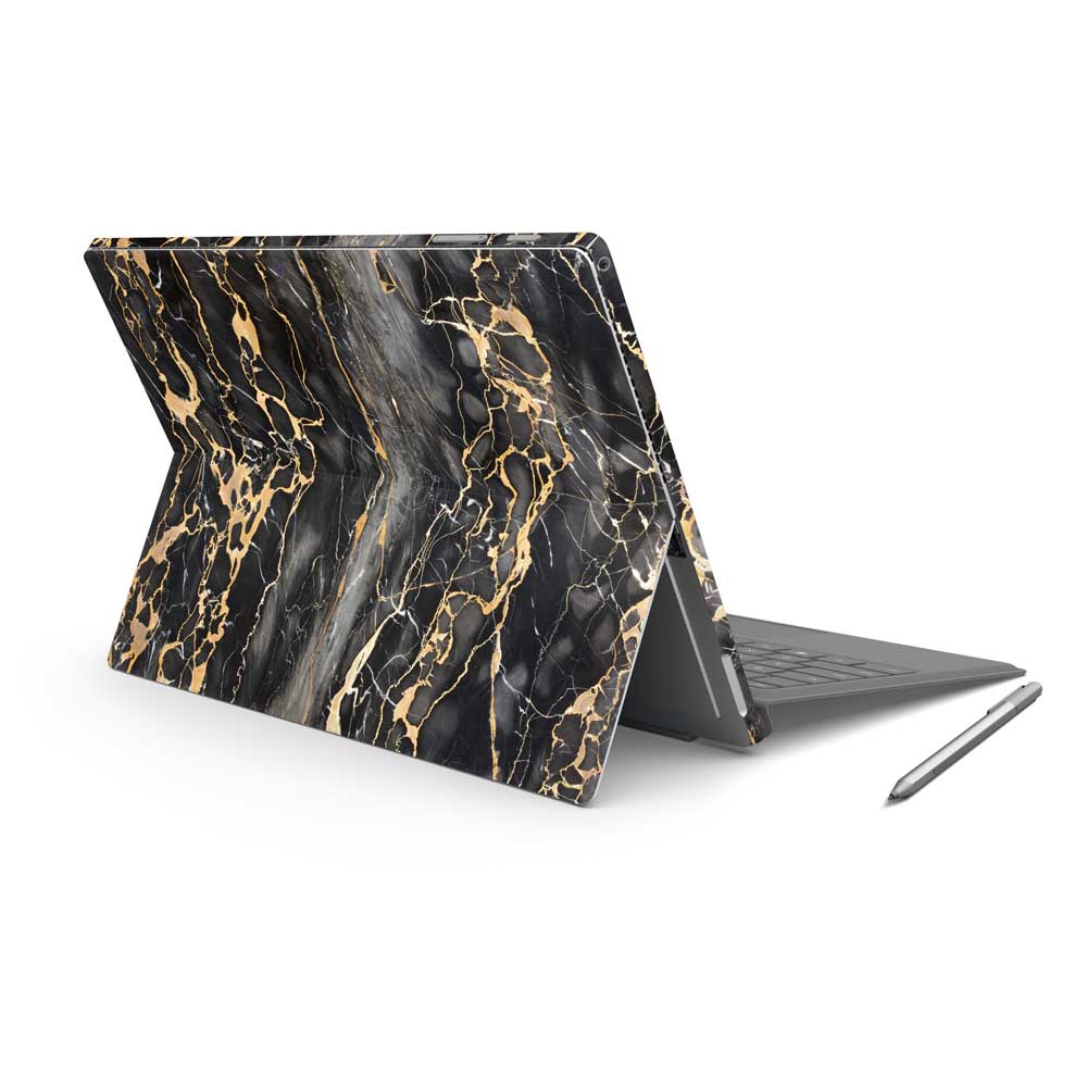 Slate Grey Gold Marble Microsoft Surface Pro 7 Skin