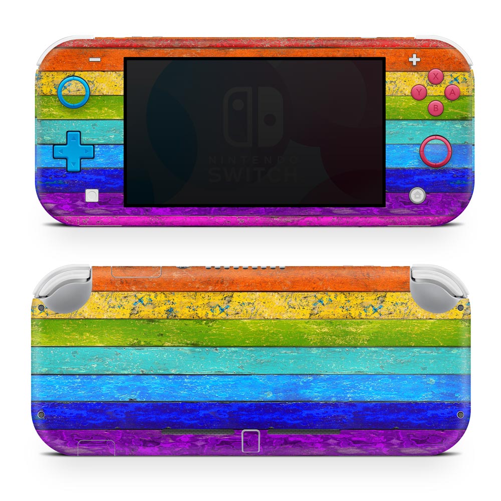 Nintendo Switch Lite Skin - Vintage Rainbow Planks | SkinWraps Australia