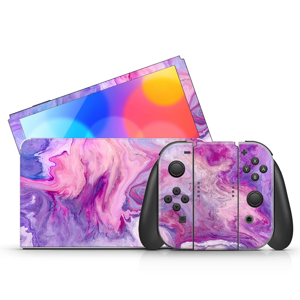 Purple Marble Swirl Nintendo Switch Oled Skin