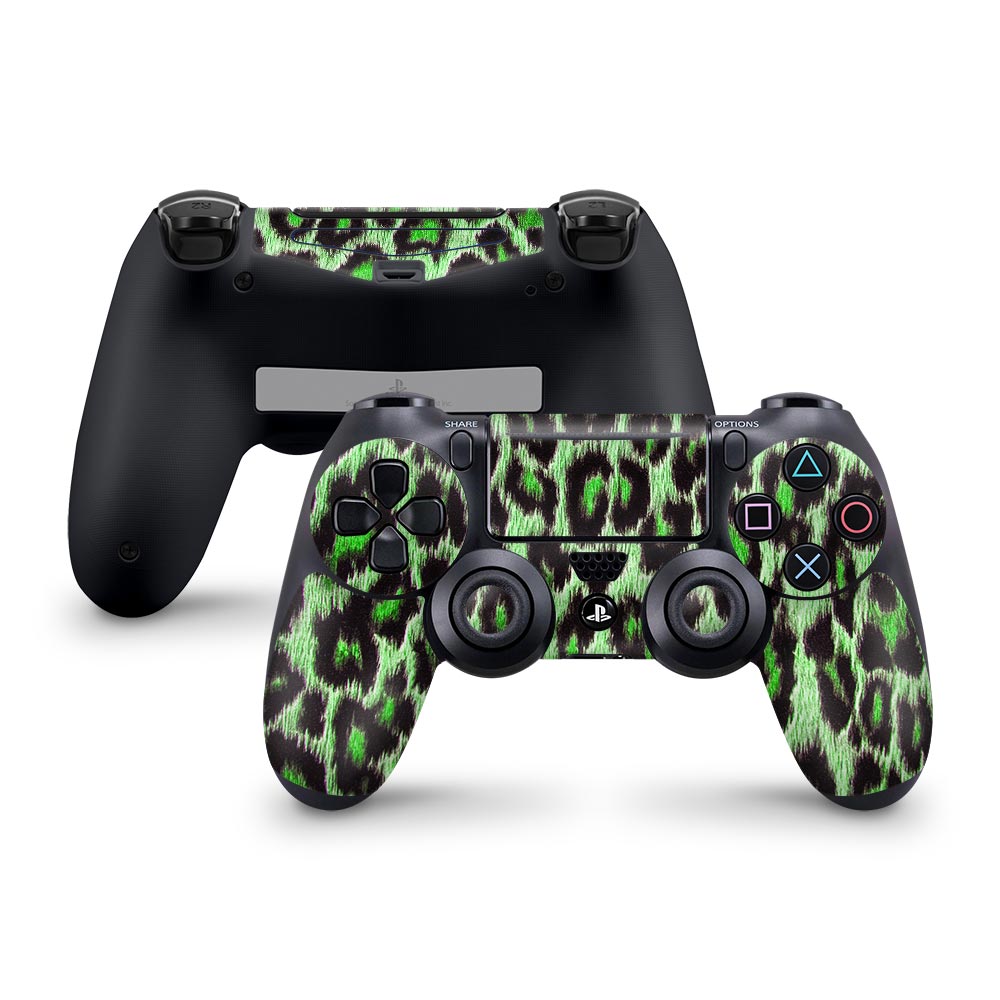 Green Leopard Print PS4 Controller Skin