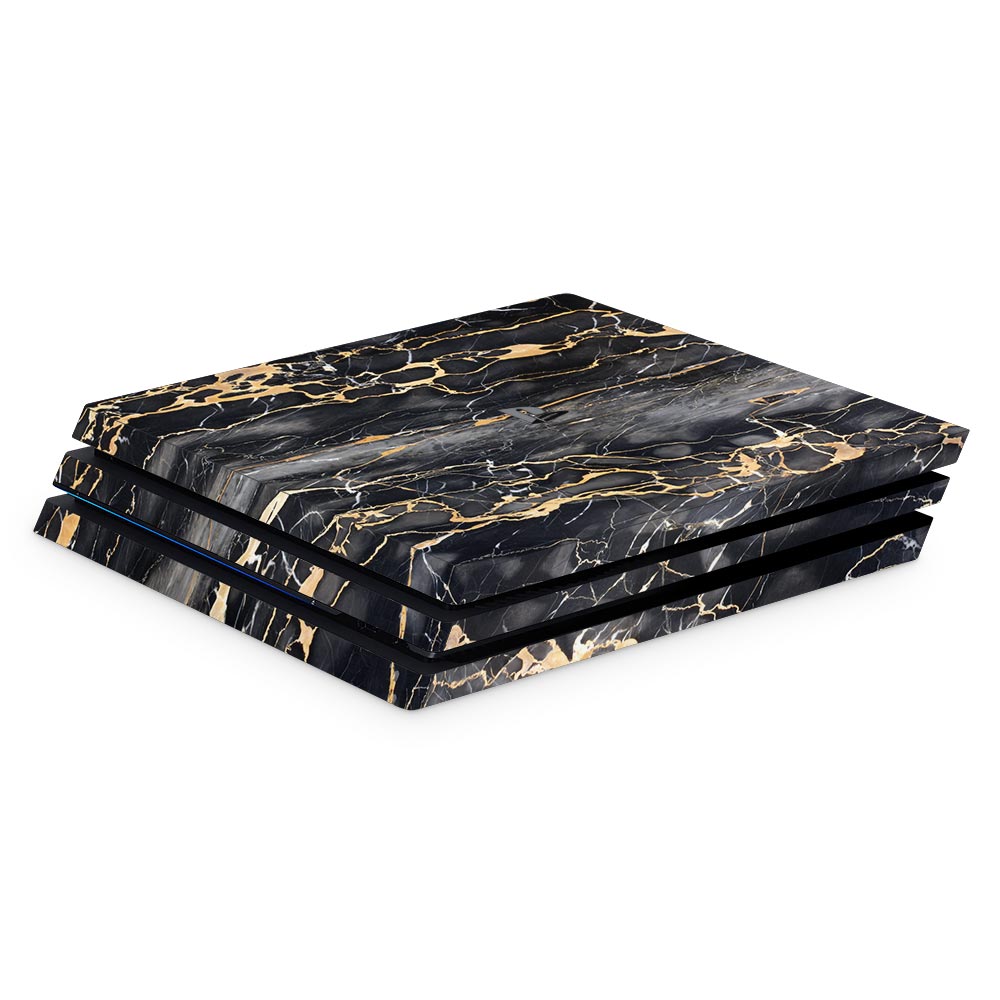 Slate Grey Gold Marble PS4 Pro Console Skin