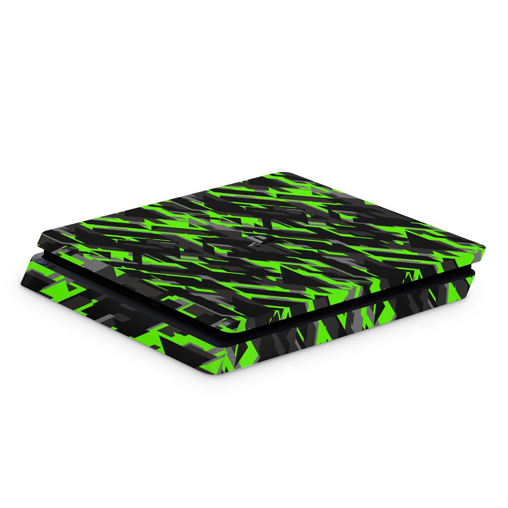 Green Geometric Camo PS4 Slim Console Skin