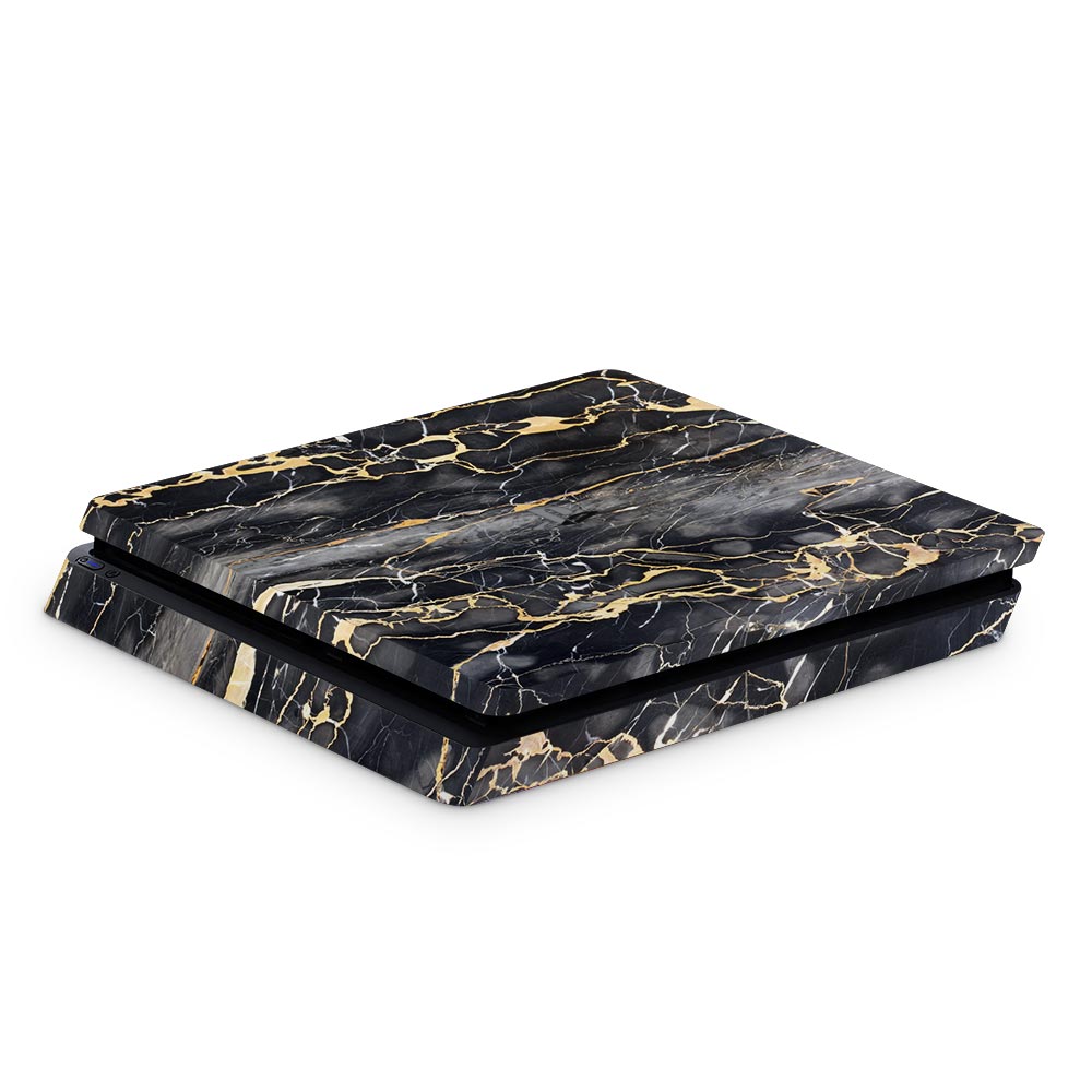 Slate Grey Gold Marble PS4 Slim Console Skin
