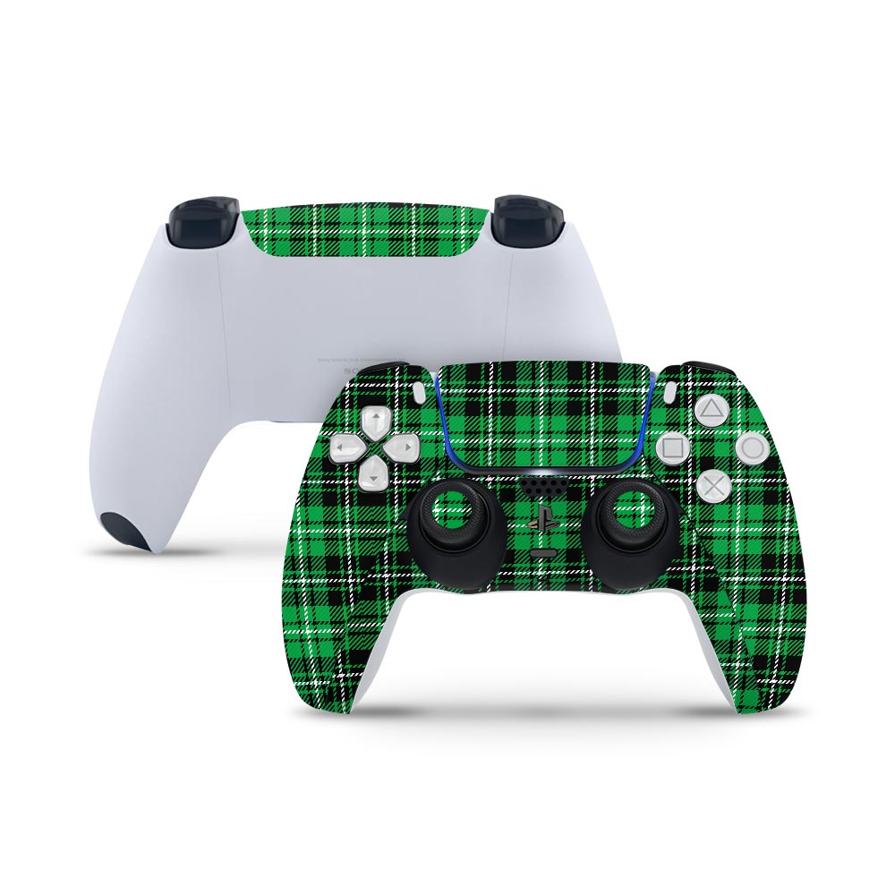 Green Plaid PS5 Controller Skin
