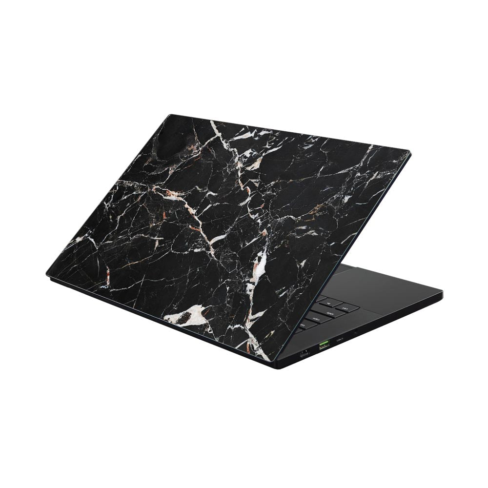 Black Scratched Marble Razer Blade 14 2021 Skin