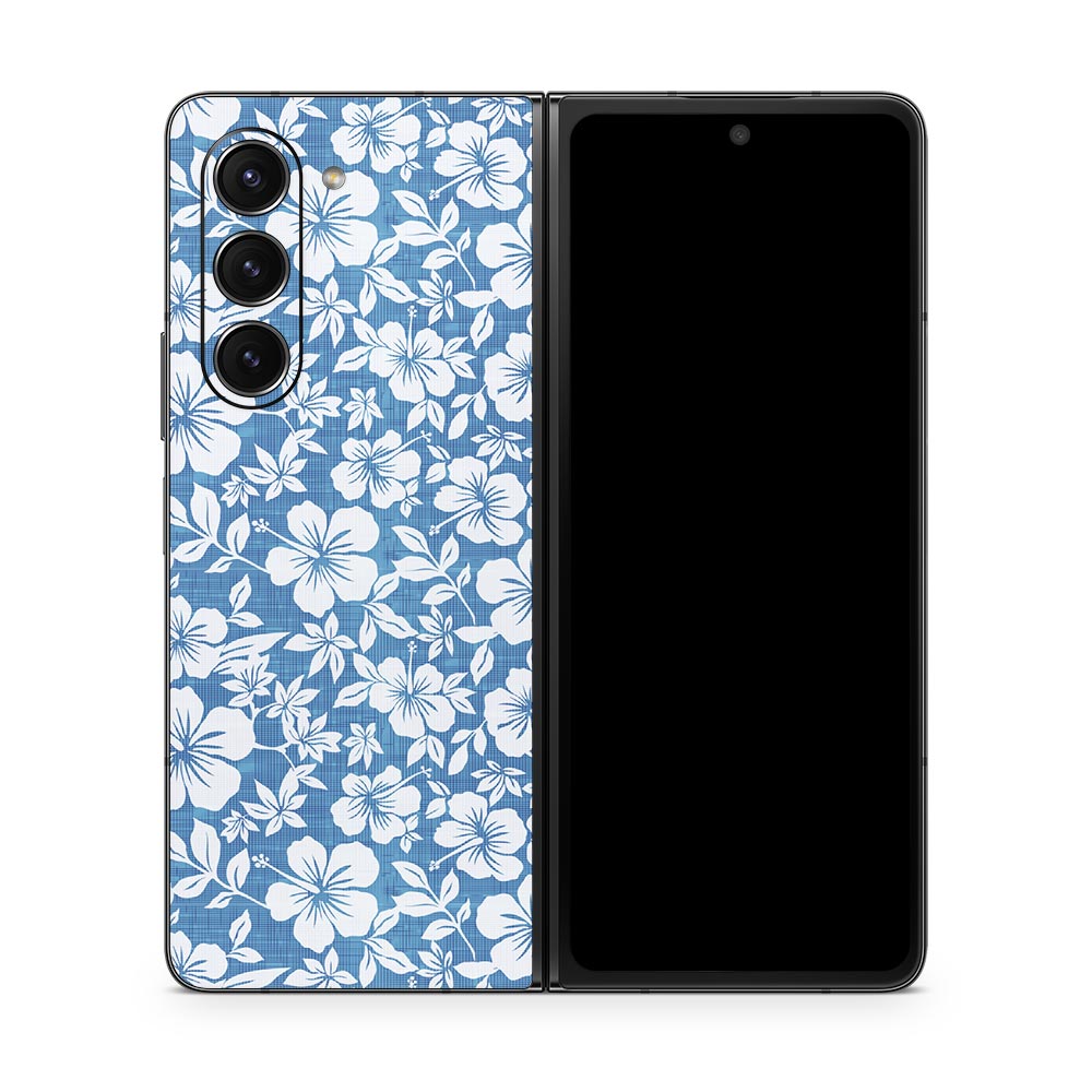 Hibiscus Blue Galaxy Z Fold 5 Skin