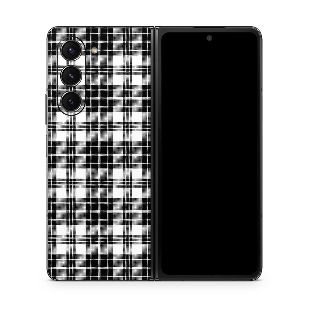 Black Plaid Galaxy Z Fold 5 Skin