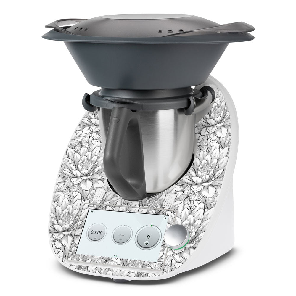 Floral Damask White Thermomix TM6 Front Skin