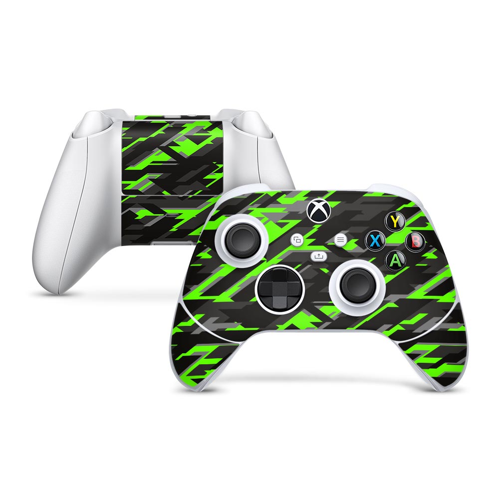 Green Geometric Camo Xbox Series S Controller Skin