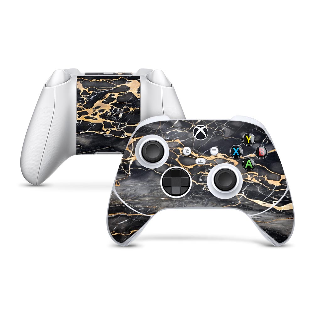 Slate Grey Gold Marble Xbox Series S Controller Skin