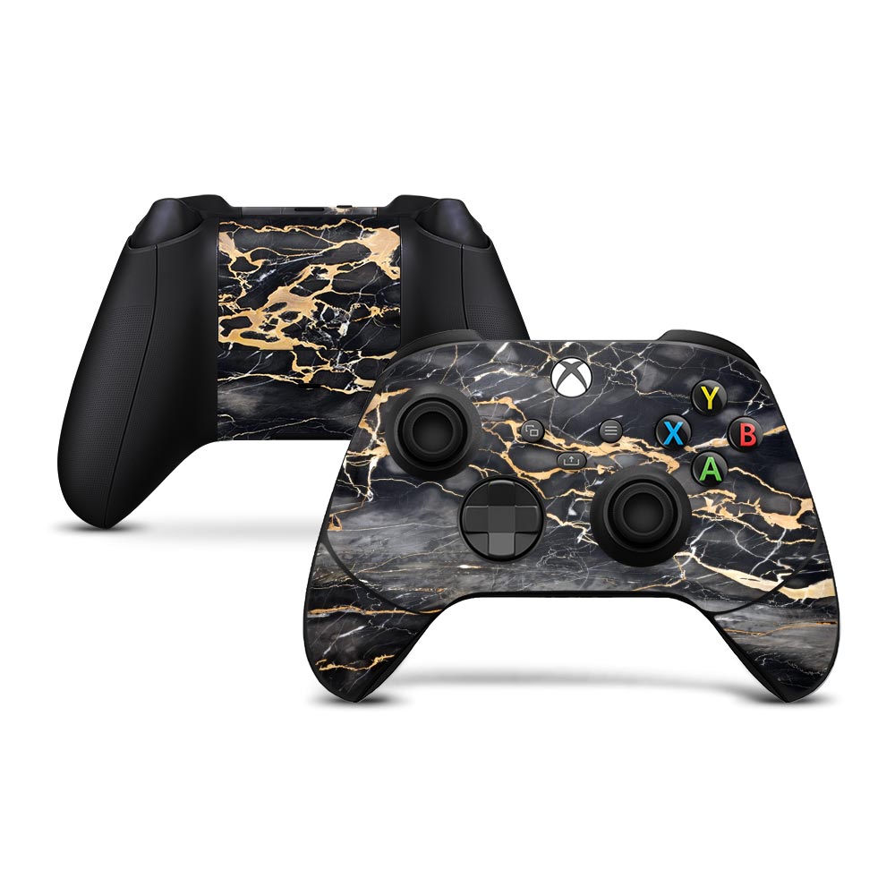 Slate Grey Gold Marble Xbox Series X Controller Skin
