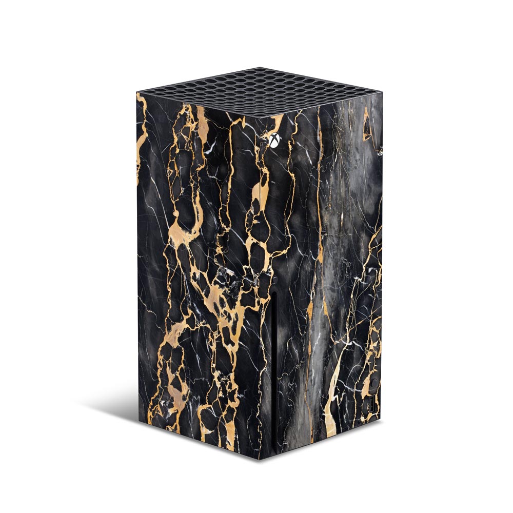 Slate Grey Gold Marble Xbox Series X Skin